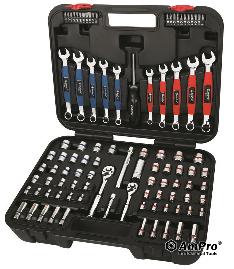 98PC 1/4" & 3/8" DR. COLOR-CODED NON-SLIP TOOL SET (SAE & METRIC)